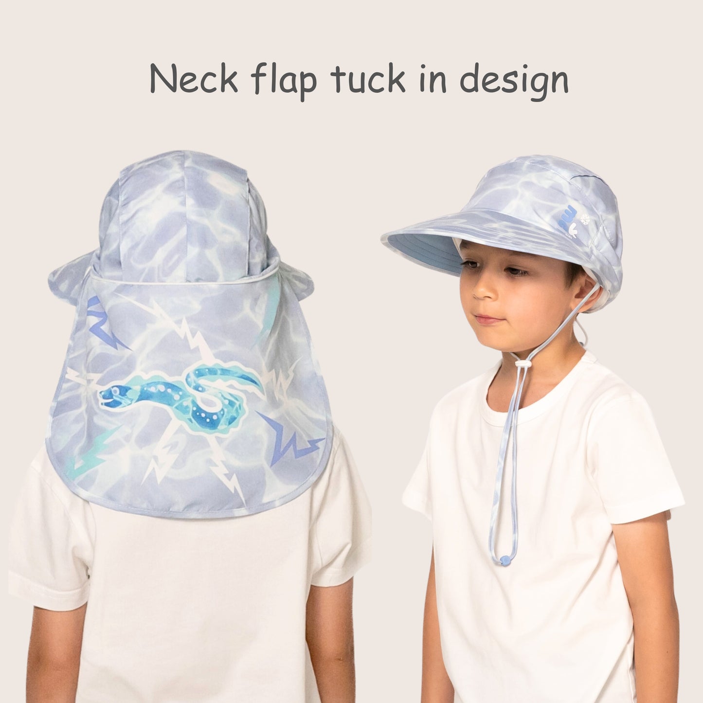 UV Protection Foldable Neck Flap Hat - Electric Blue