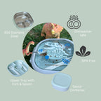 Stainless Steel Lunch Box Container (2 Tier), 3 Compartments with Fork and Spoon