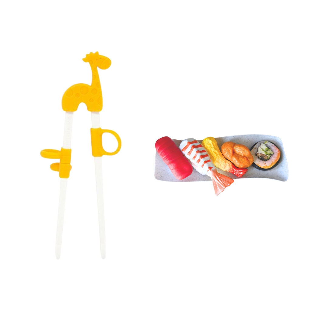 Kids Learning Chopsticks + Pretend Sushi Practice Set