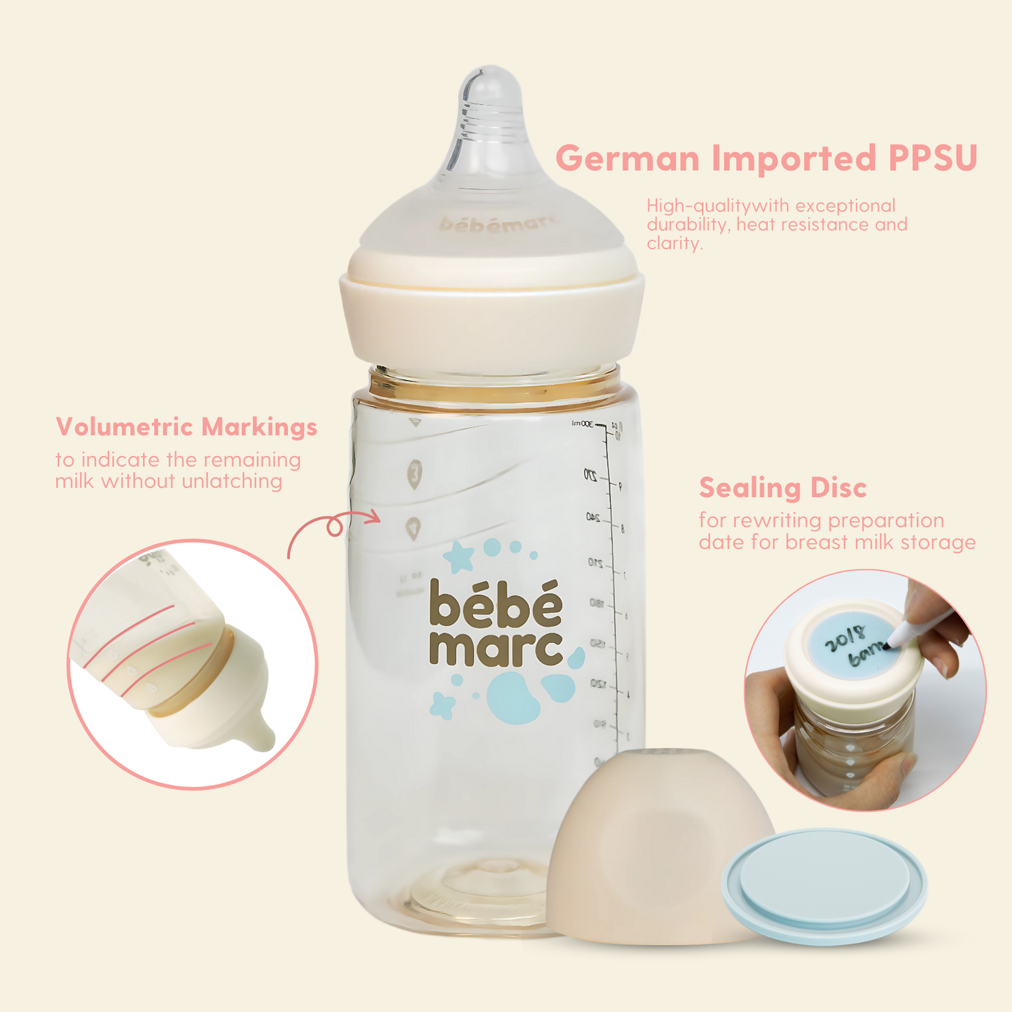 Antibacterial Natural Feeding PPSU Bottle (300ml)