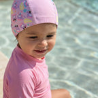 Marcus & Marcus Kids Fabric Swim Cap (46–50 cm) – Willo Whale Pink & Marcus Lion Blue