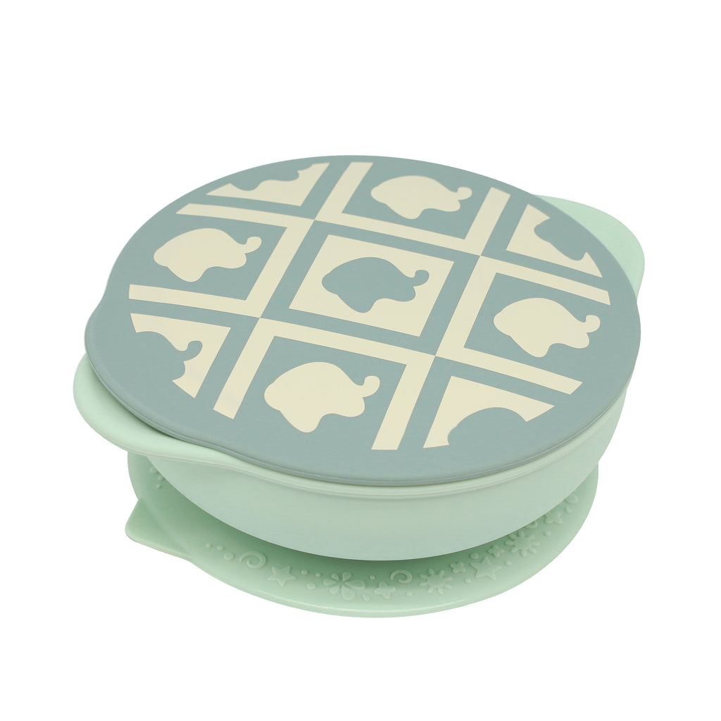 矽膠防滑有蓋吸盤碗