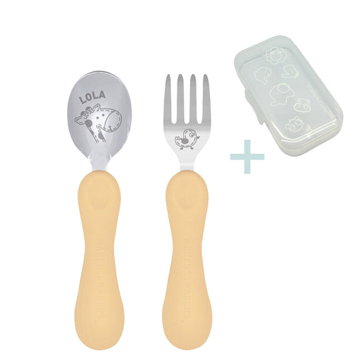 Easy Grip Kids Spoon and Fork Set with Storage Case – Ergonomic Stainless Steel Utensils