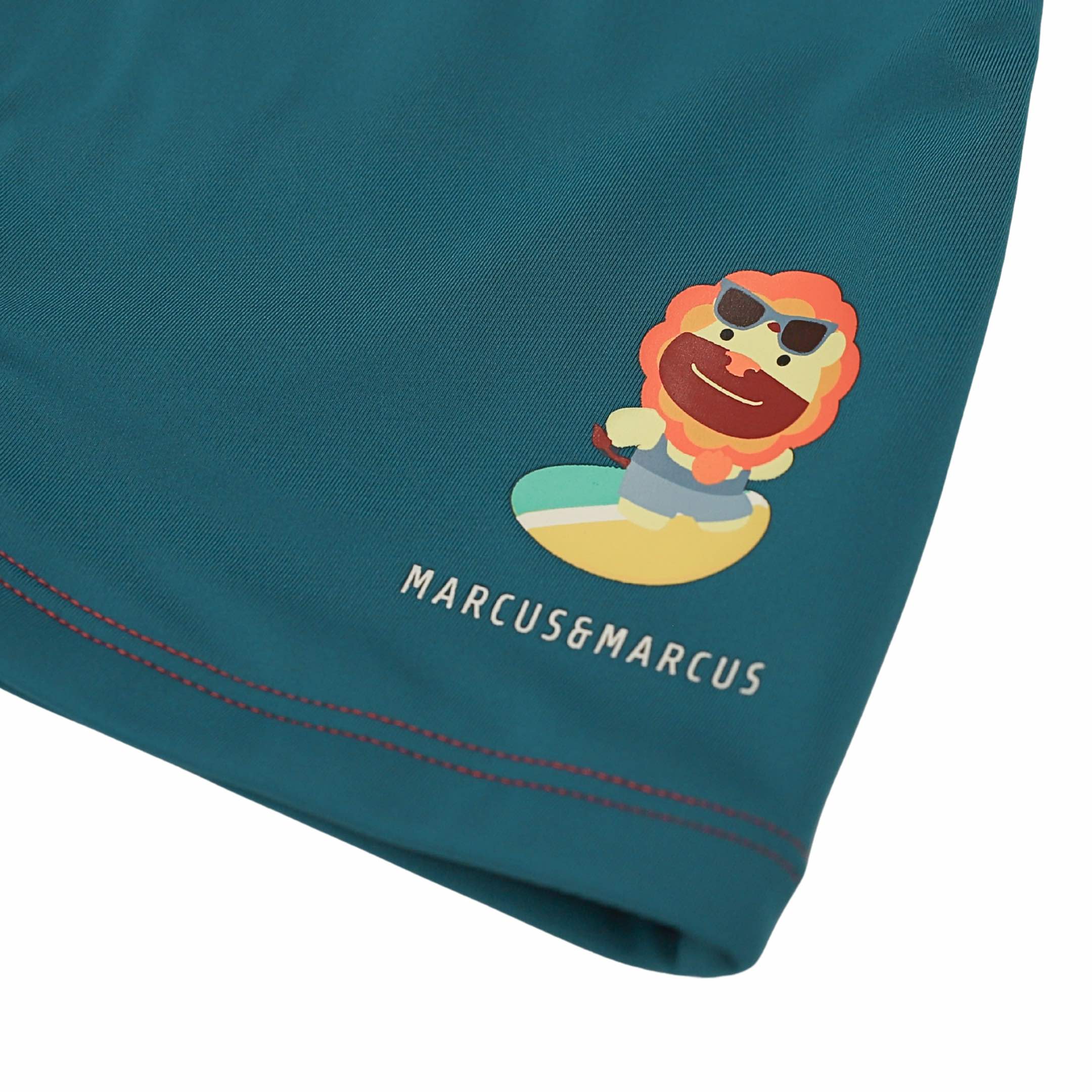 Marcus & Marcus Toddler Swim Boxers – Blue "Surfing Lion" (18M - 4T)