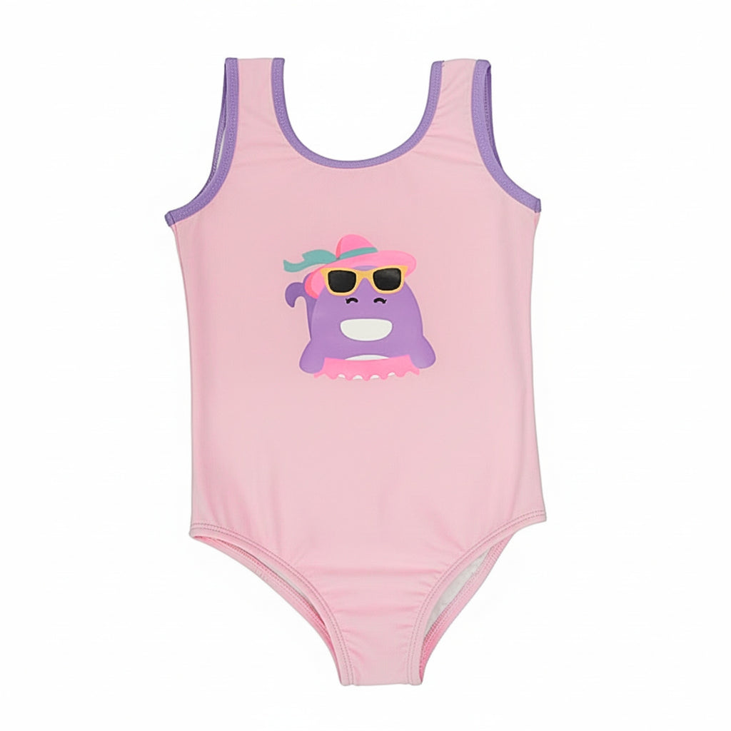 Toddler Girl UPF 50+ Swimsuit – Tiffany Blue & Pink Meowmaid (18M - 4T)