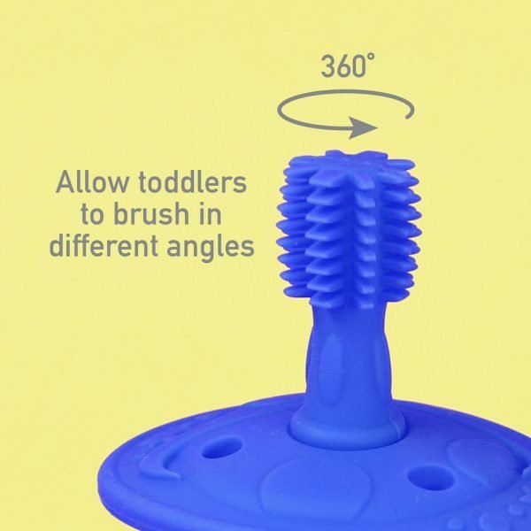 silicone toothbrush allows toddlers to brush in different angles