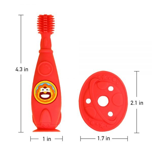 infant silicone toothbrush designed for small hand