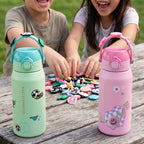 Marcus & Marcus CharmPoP Sip & Spout Insulated Water Bottle 550ml – 316 Stainless Steel with 4 Interchangeable Charms