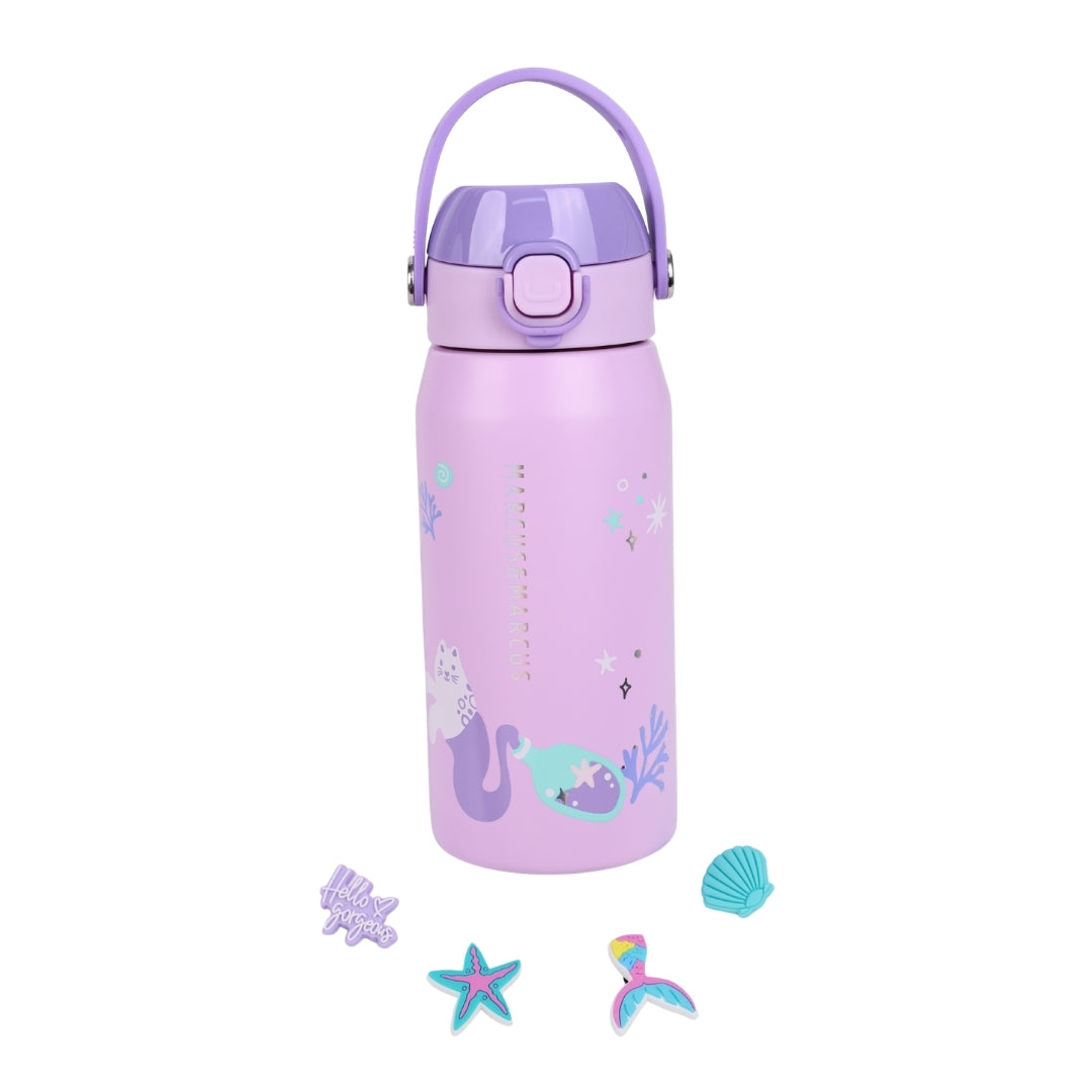 Marcus & Marcus CharmPoP Sip & Spout Insulated Water Bottle 550ml – 316 Stainless Steel with 4 Interchangeable Charms