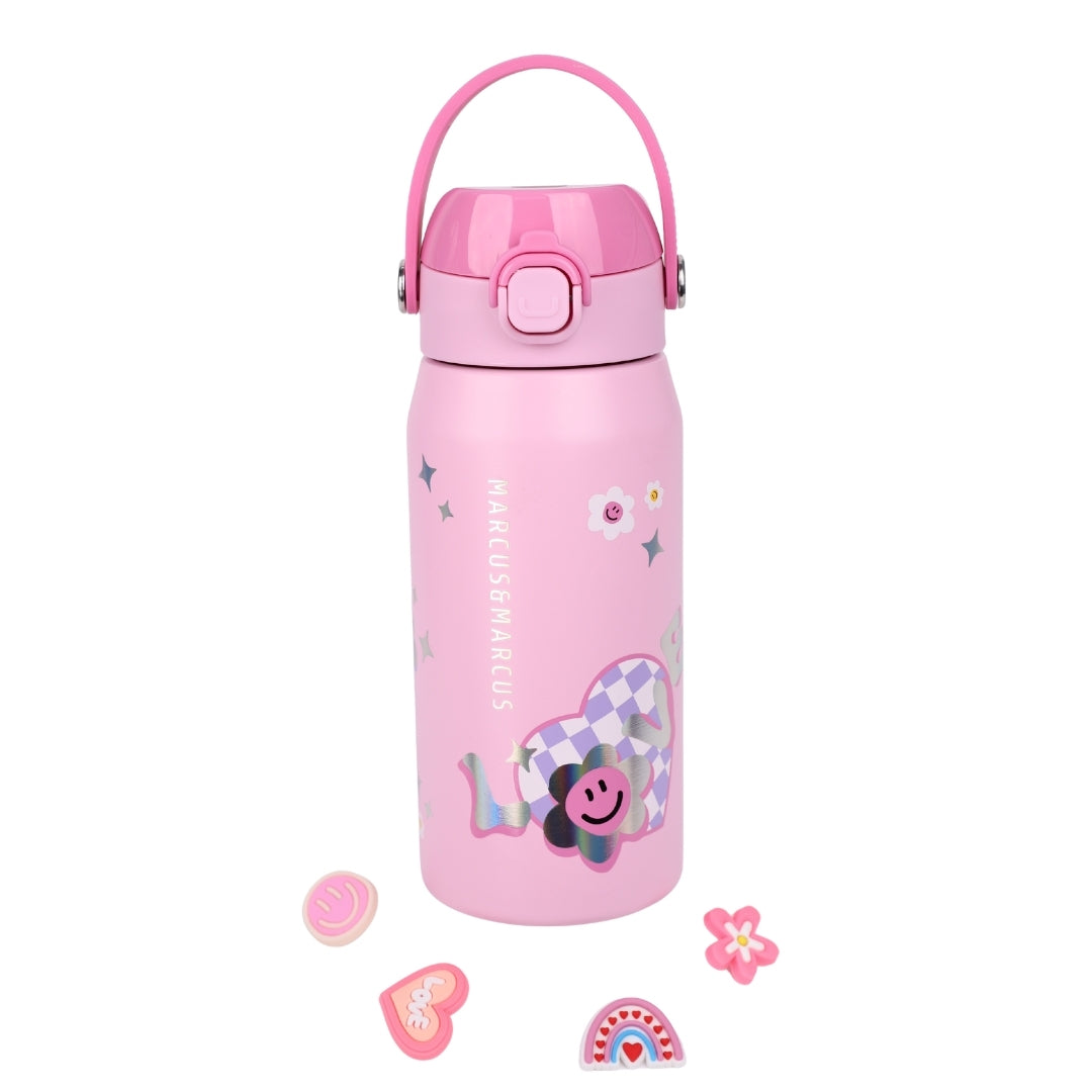 Marcus & Marcus CharmPoP Sip & Spout Insulated Water Bottle 550ml – 316 Stainless Steel with 4 Interchangeable Charms